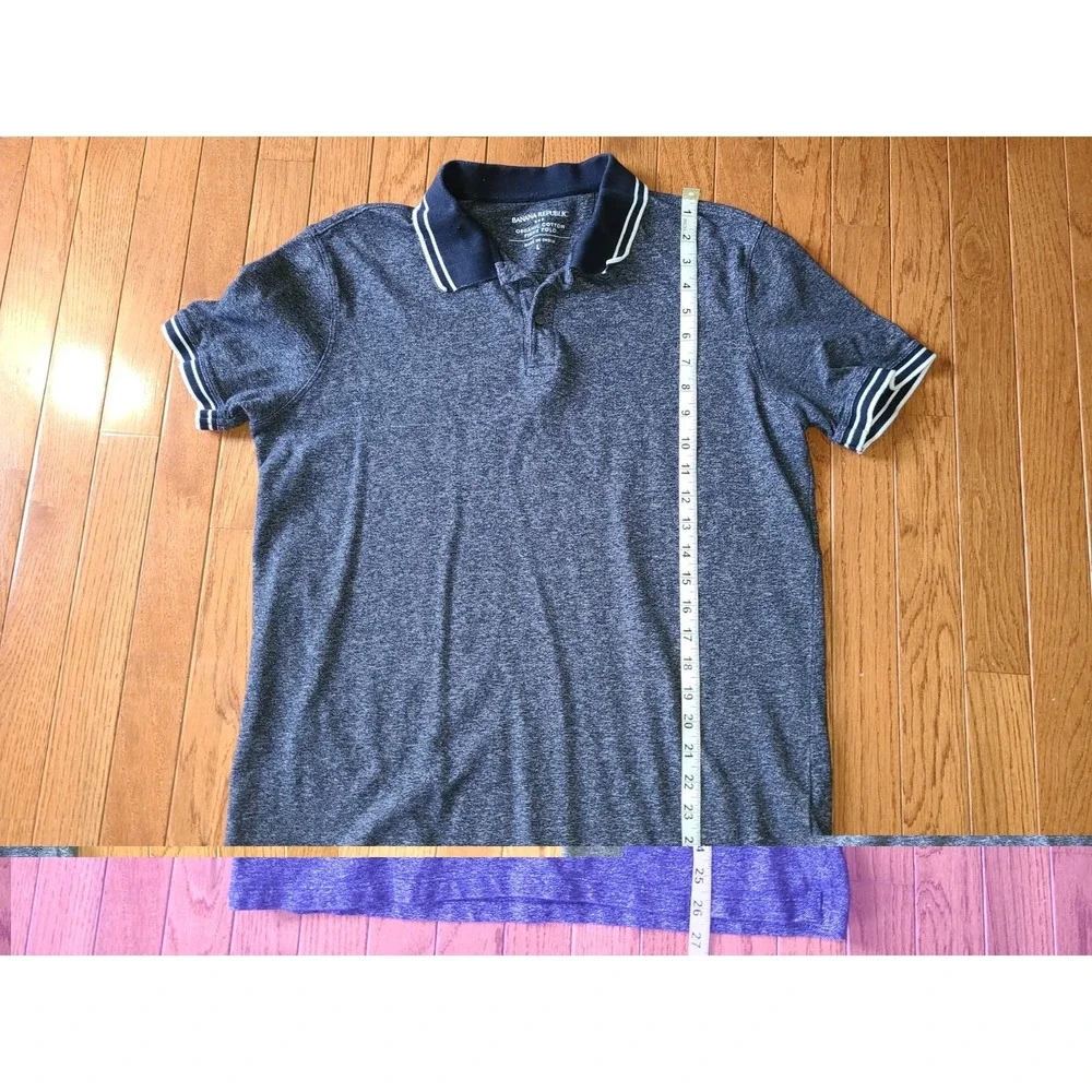 Banana Republic Organic Cotton Pique Polo Mens Size Large Blue Short Sleeves
